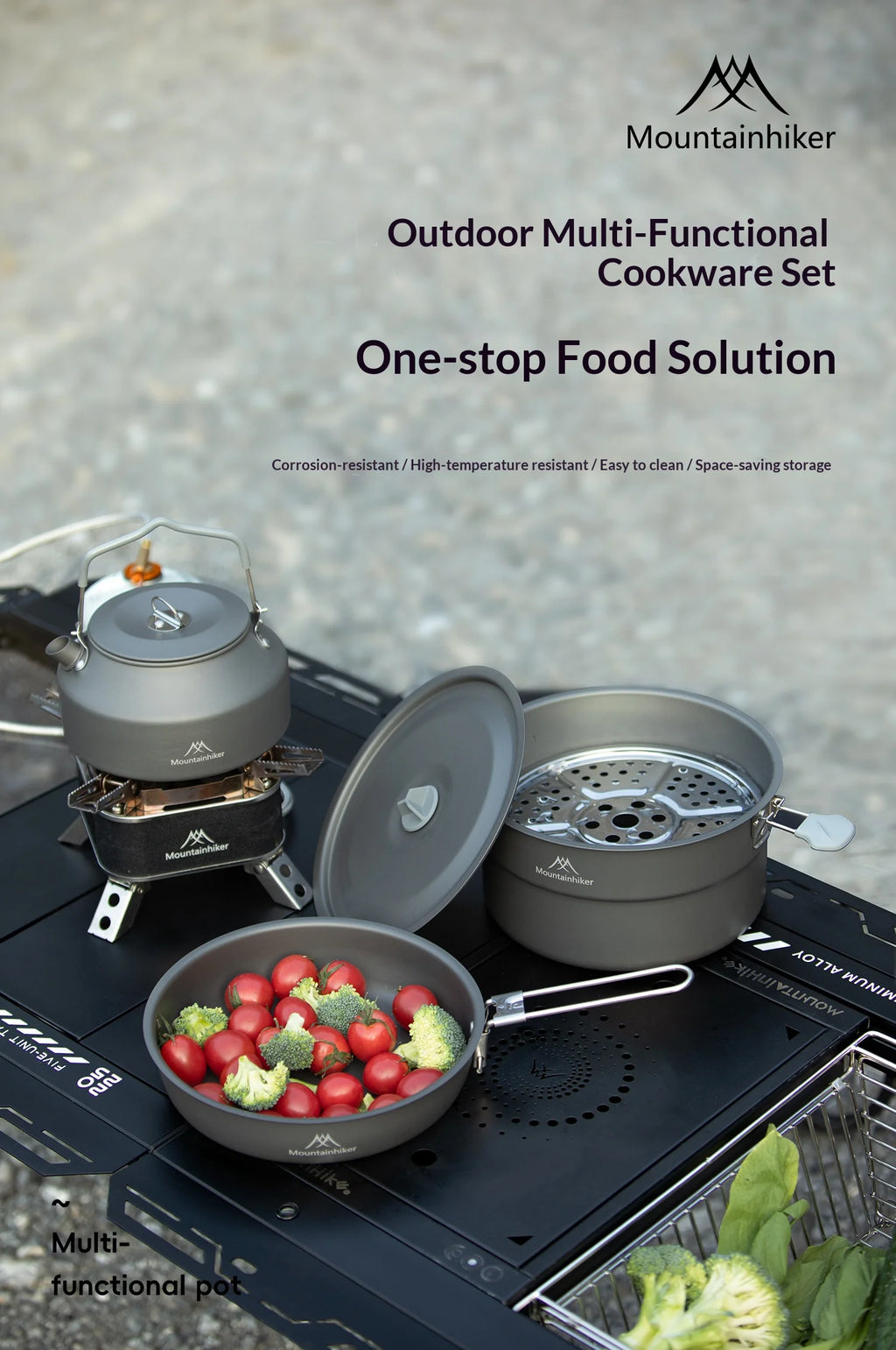 Camping Cooking Kit for 3-4 People | Includes pot, frying pan and kettle | Lightweight and portable, ideal for camping.