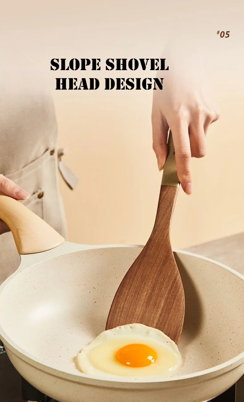 COOKER KING 4 in1 Cooking Tool Set Ebony Spatula and Spoon for Kitchen Use Kitchenware Exquisite Kitchen Tools Gift To Family