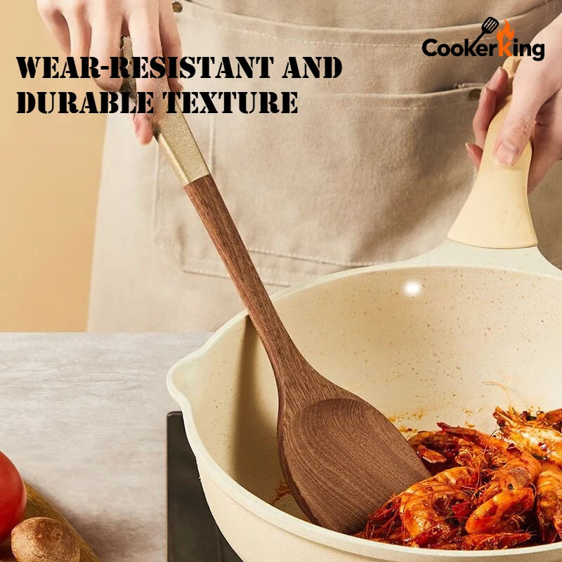 COOKER KING 4 in1 Cooking Tool Set Ebony Spatula and Spoon for Kitchen Use Kitchenware Exquisite Kitchen Tools Gift To Family