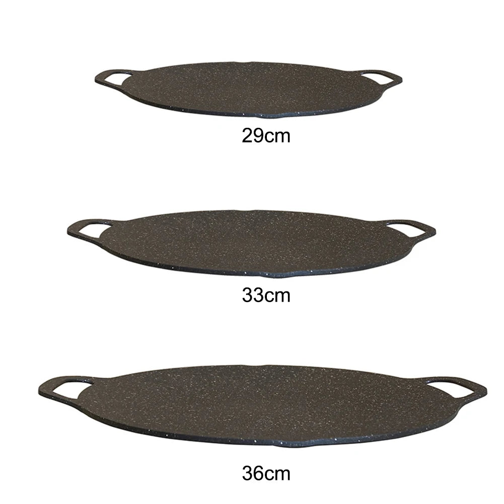 Grilling Pan Non-stick Oil Frying Baking Pan Multi-purpose Round for Outdoor Camping Kitchen Bakeware Household Tools