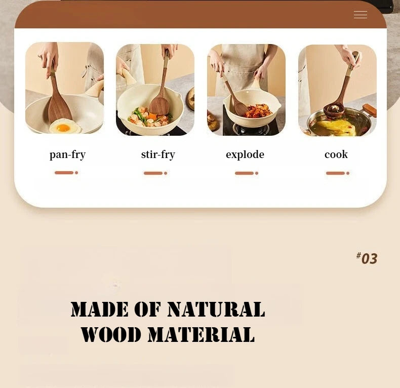 COOKER KING 4 in1 Cooking Tool Set Ebony Spatula and Spoon for Kitchen Use Kitchenware Exquisite Kitchen Tools Gift To Family