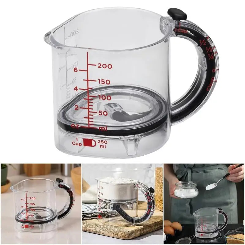Cooking Made Easy with Adjustable Measuring Cup and Scraper-Base; A Kitchen Staple for Every Chef