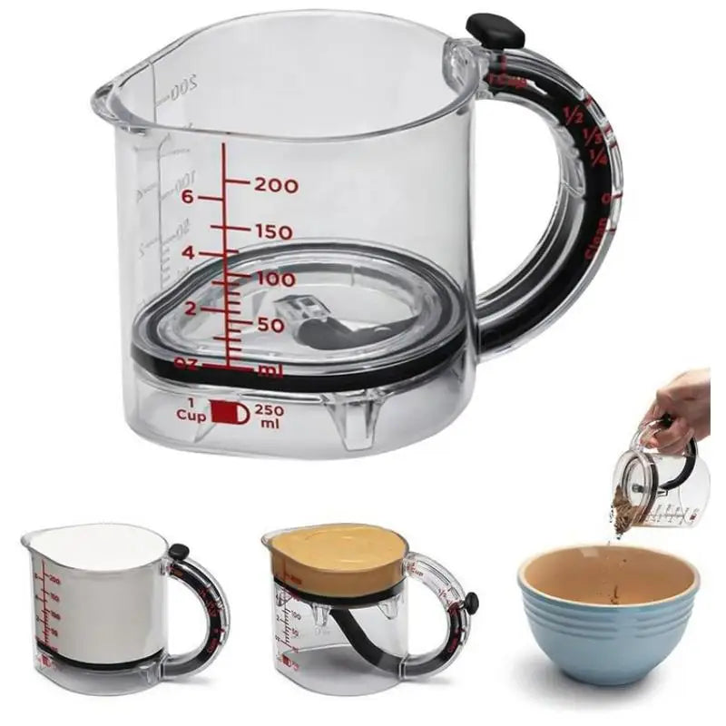 Cooking Made Easy with Adjustable Measuring Cup and Scraper-Base; A Kitchen Staple for Every Chef