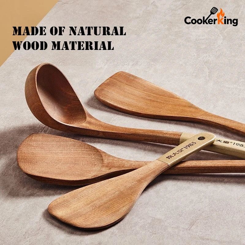 COOKER KING 4 in1 Cooking Tool Set Ebony Spatula and Spoon for Kitchen Use Kitchenware Exquisite Kitchen Tools Gift To Family