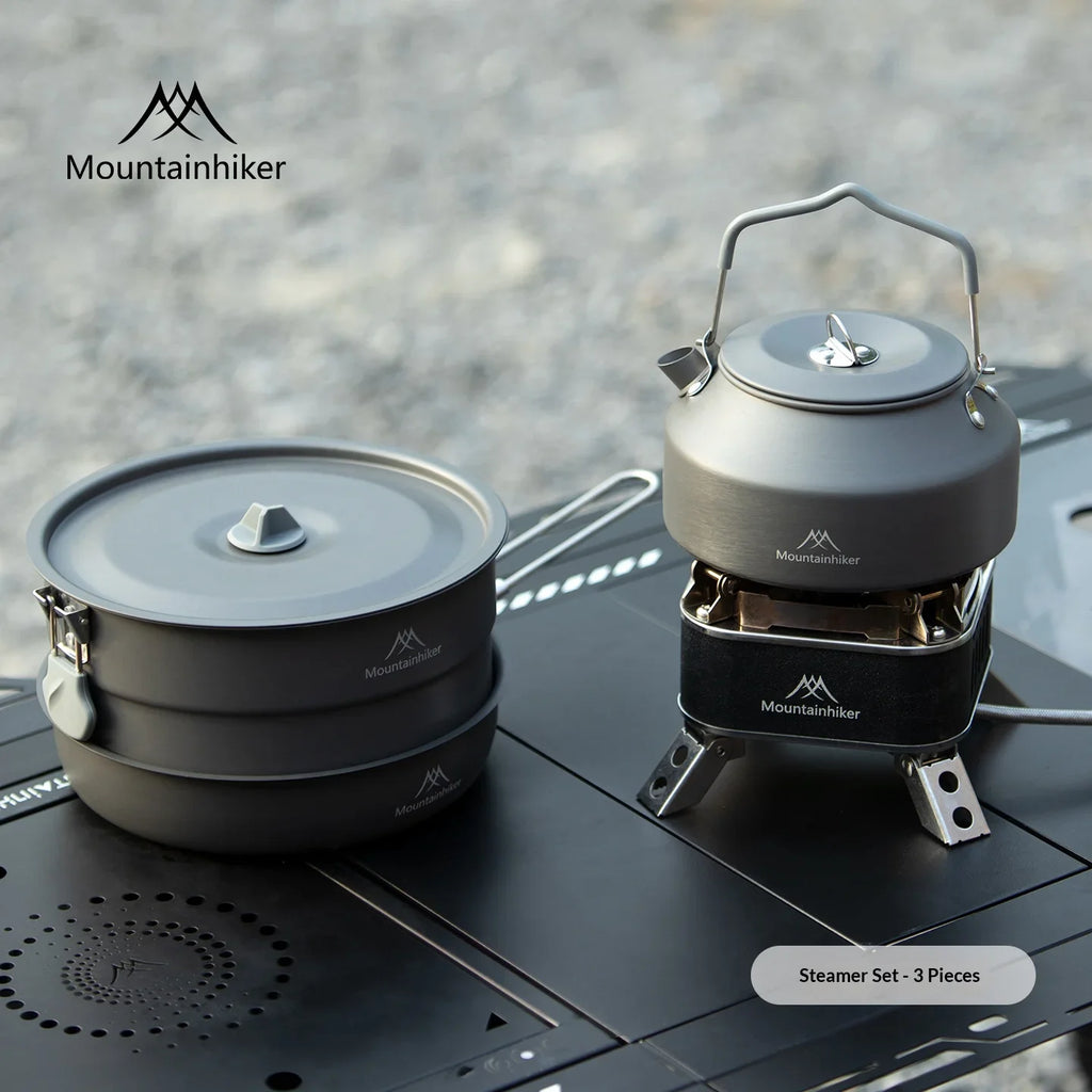 Camping Cooking Kit for 3-4 People | Includes pot, frying pan and kettle | Lightweight and portable, ideal for camping.