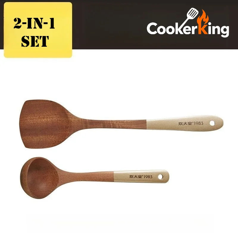 COOKER KING 4-IN-1 Cooking Tool Set Ebony Spatula and Spoon for Kitchen Use Kitchenware Exquisite Kitchen Gift To Family