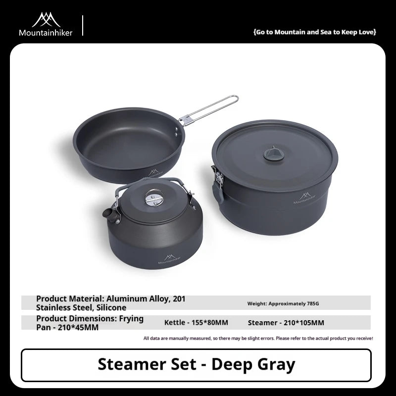 Camping Cooking Kit for 3-4 People | Includes pot, frying pan and kettle | Lightweight and portable, ideal for camping.