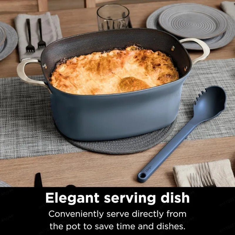 8-in-1 Multi-Cooker & Slow Cooker | All-in-One Kitchen Center for Sauteing, Steaming, Dutch Oven Cooking, with Glass Lid & Spoon