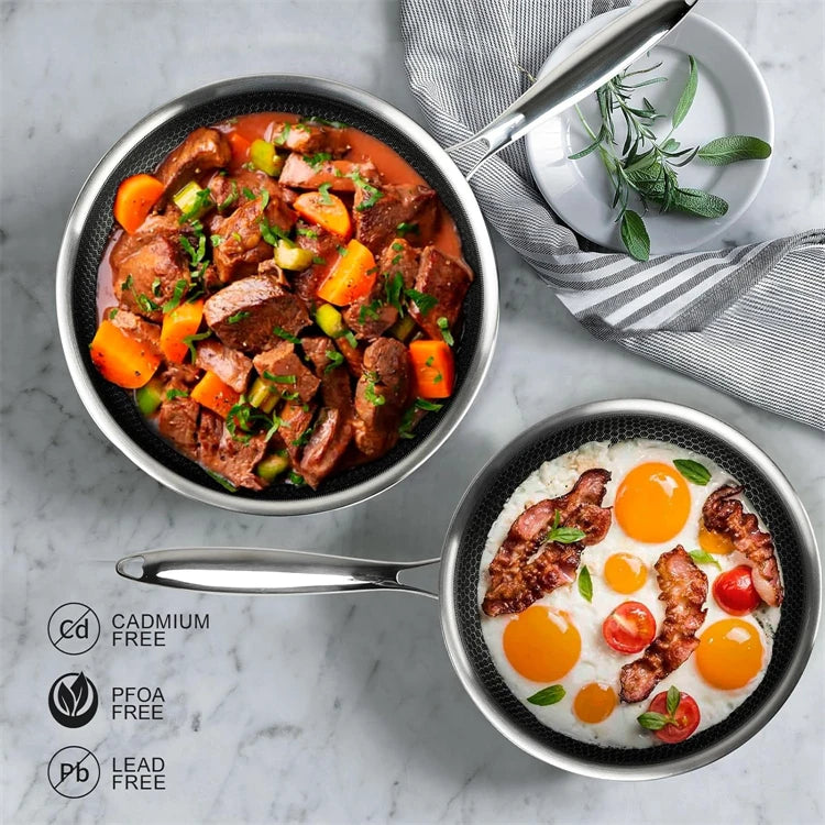 20 24 28cm Nonstick Frying Pan Stainless Steel Cooking Skillet PFOA Free Hybrid Frying Pan Kitchen Fry Pan Dishwasher Safe JT562