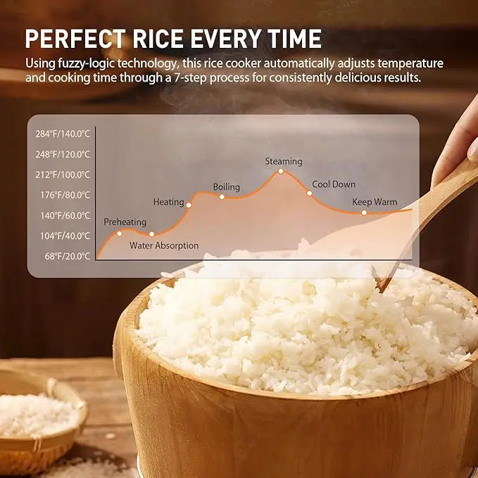 2L Rice Cooker Heating Lunch Coating Pot Cookware Slowcooker with  Fast Heating Steamer 24H Timer 8H Warming Function for Travel