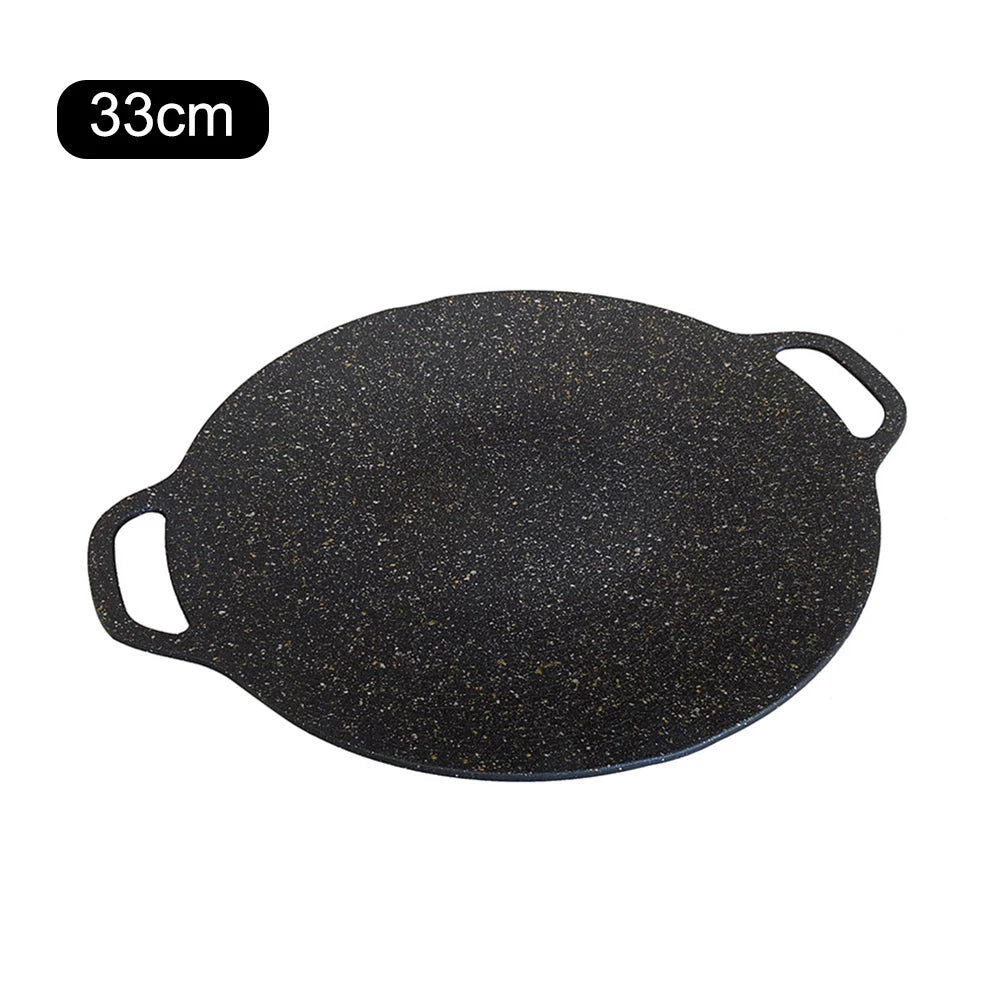 Grilling Pan Non-stick Oil Frying Baking Pan Multi-purpose Round for Outdoor Camping Kitchen Bakeware Household Tools