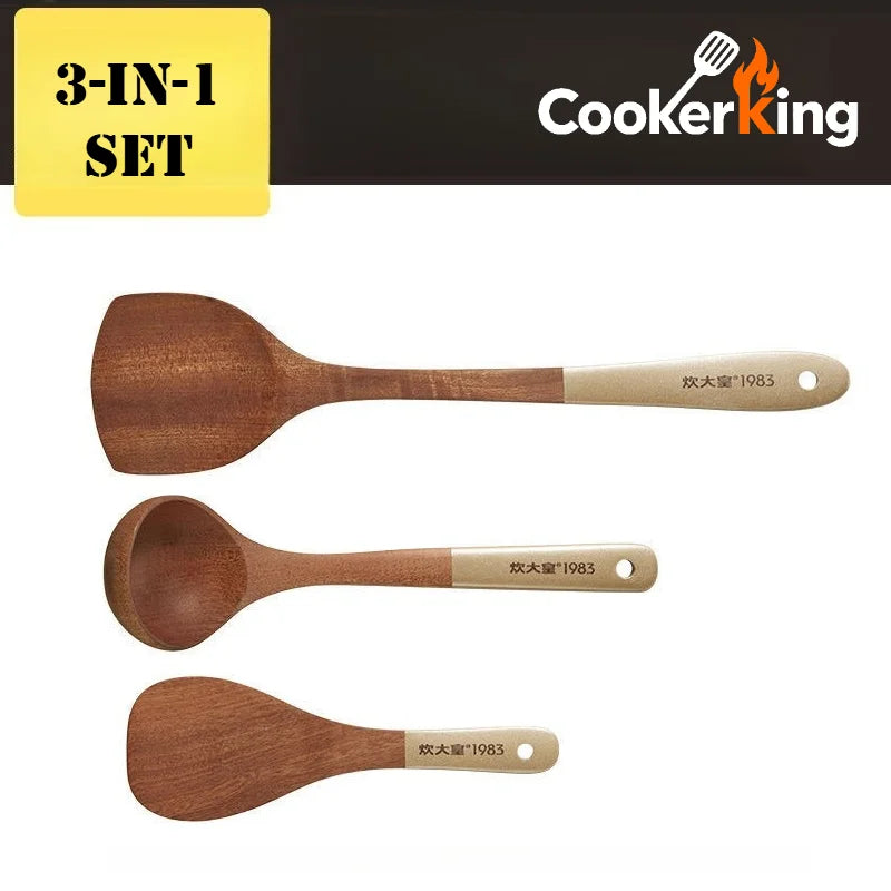 COOKER KING 4-IN-1 Cooking Tool Set Ebony Spatula and Spoon for Kitchen Use Kitchenware Exquisite Kitchen Gift To Family