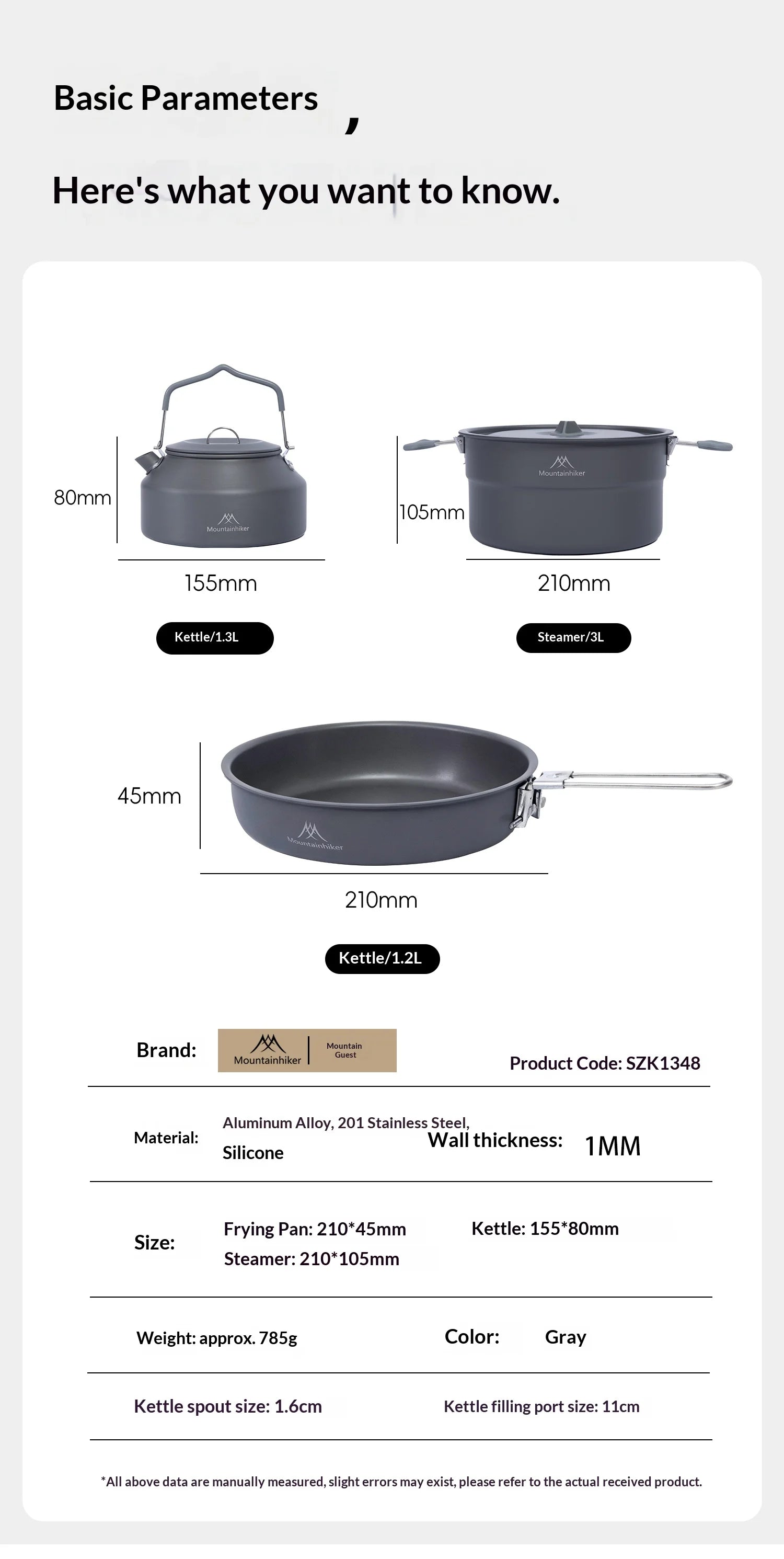 Camping Cooking Kit for 3-4 People | Includes pot, frying pan and kettle | Lightweight and portable, ideal for camping.