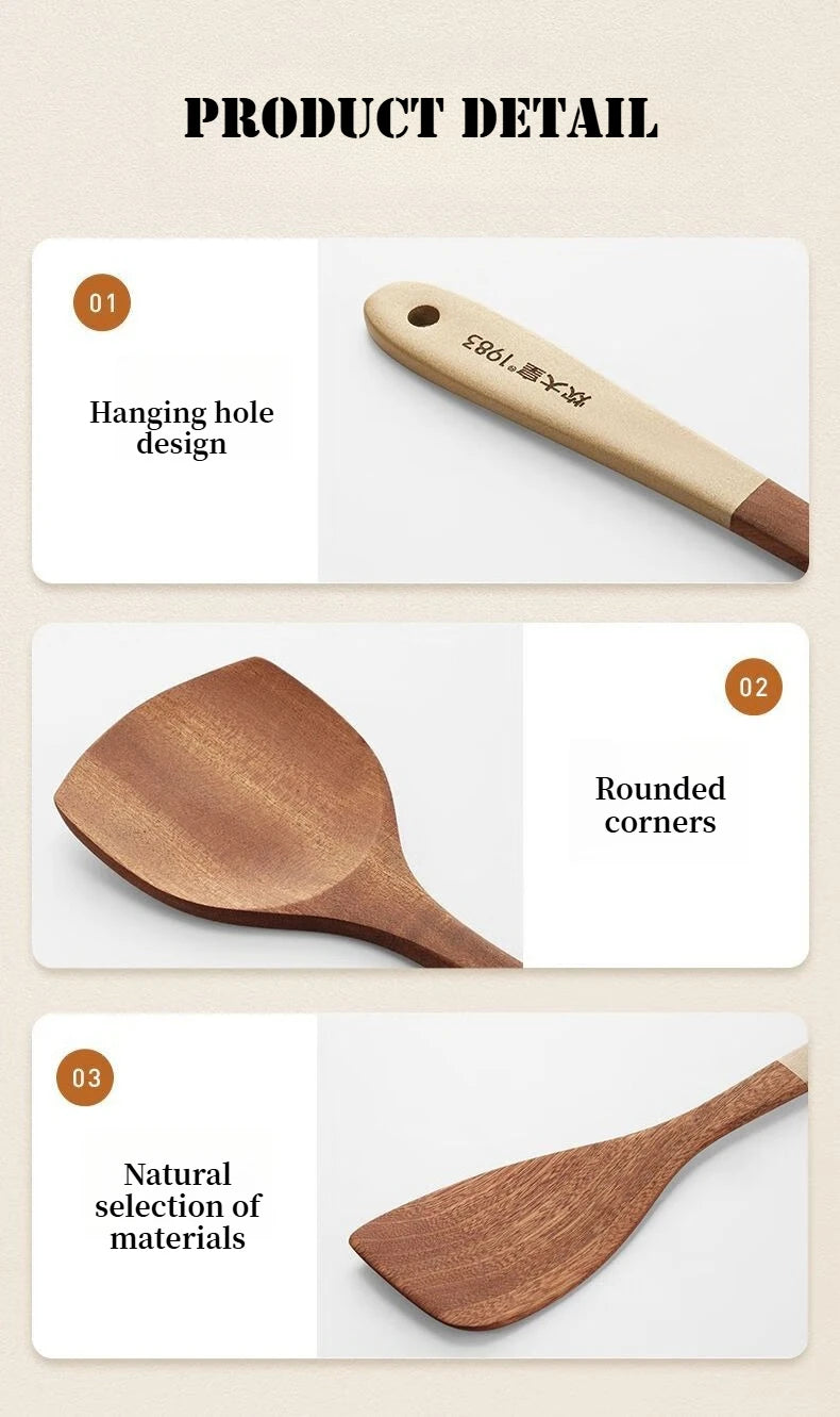 COOKER KING 4 in1 Cooking Tool Set Ebony Spatula and Spoon for Kitchen Use Kitchenware Exquisite Kitchen Tools Gift To Family