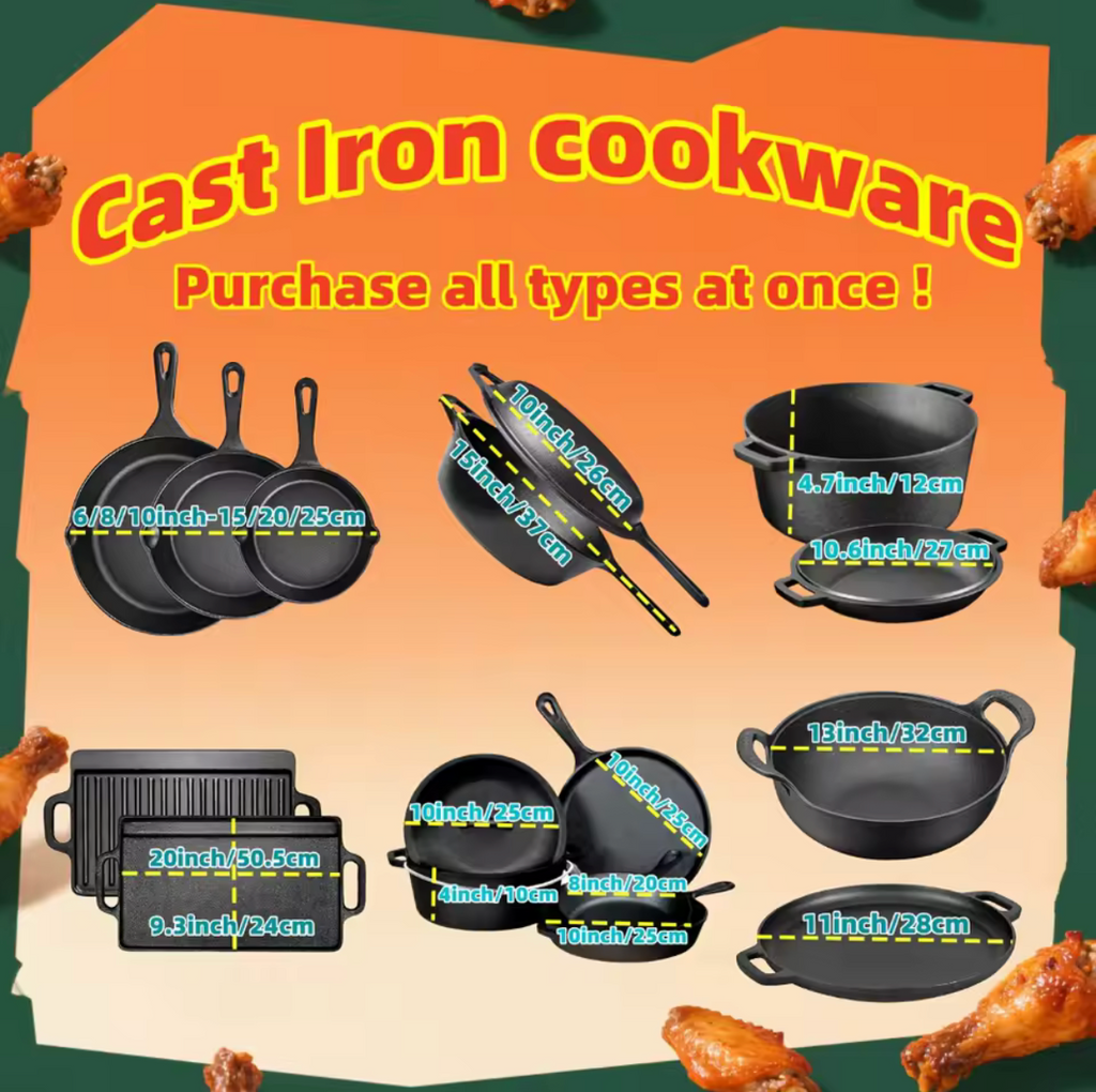 3PCS Cast Iron Skillet Set