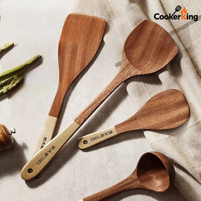 COOKER KING 4-IN-1 Cooking Tool Set Ebony Spatula and Spoon for Kitchen Use Kitchenware Exquisite Kitchen Gift To Family