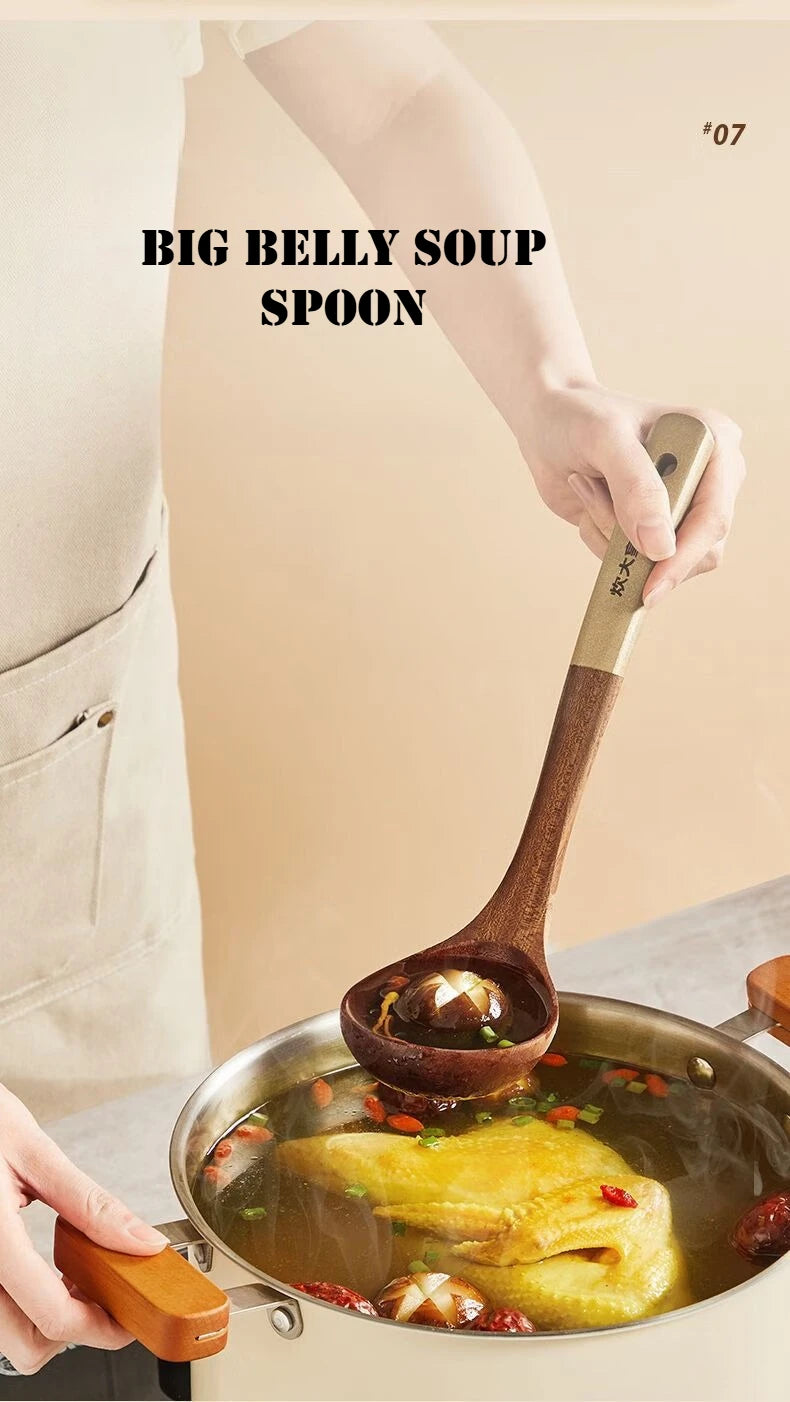 COOKER KING 4 in1 Cooking Tool Set Ebony Spatula and Spoon for Kitchen Use Kitchenware Exquisite Kitchen Tools Gift To Family