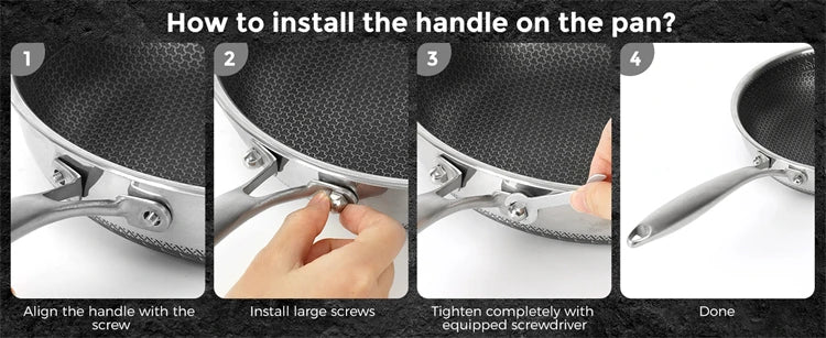 20 24 28cm Nonstick Frying Pan Stainless Steel Cooking Skillet PFOA Free Hybrid Frying Pan Kitchen Fry Pan Dishwasher Safe JT562