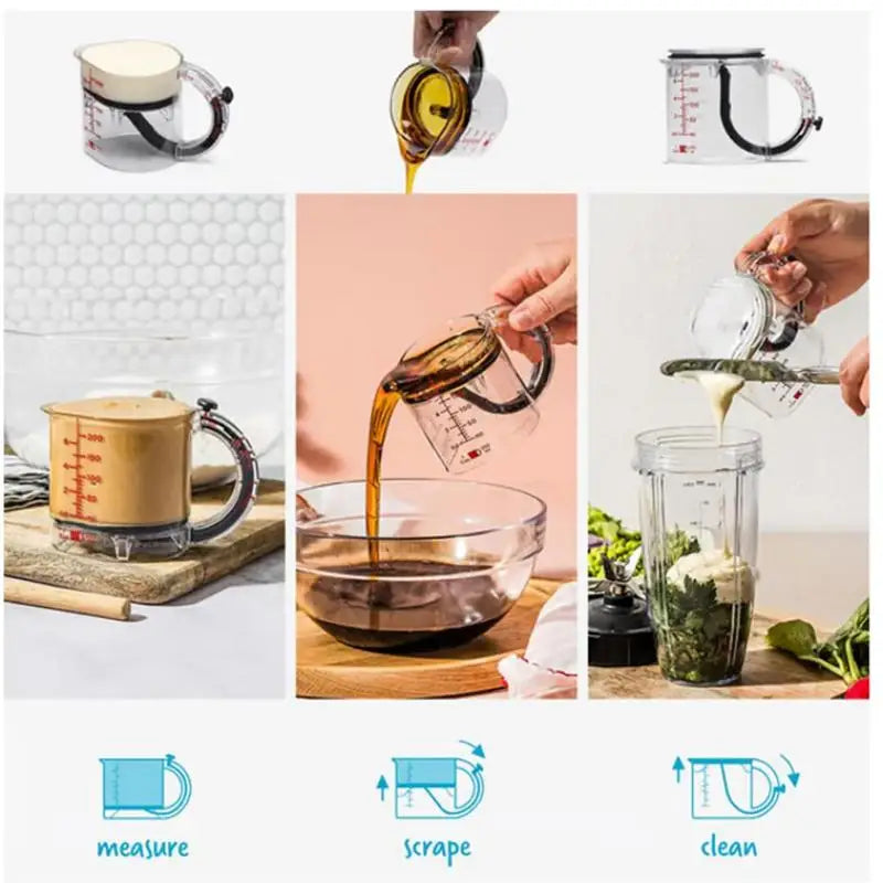 Cooking Made Easy with Adjustable Measuring Cup and Scraper-Base; A Kitchen Staple for Every Chef